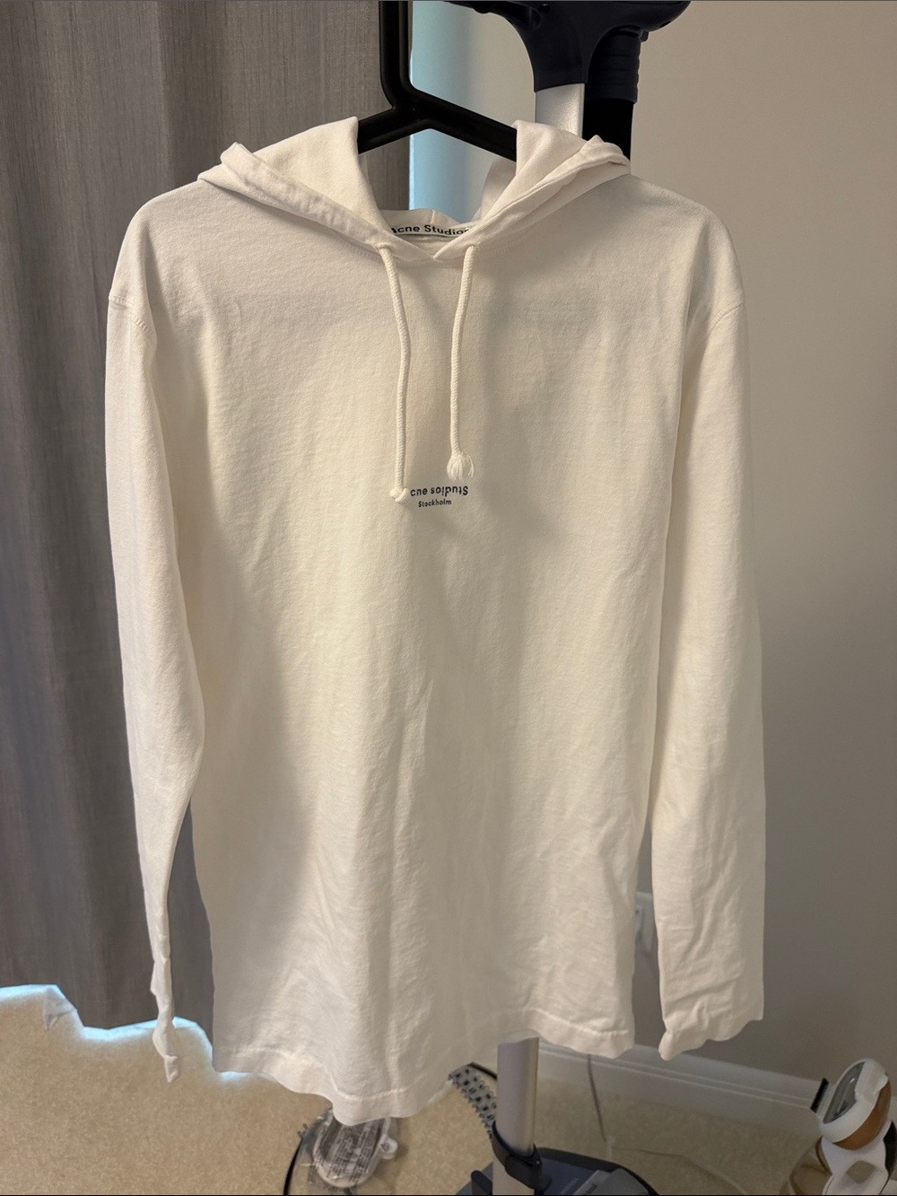 Acne Studios White Hooded Long Sleeve Pullover